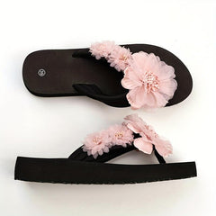 Women's Floral Flip Flops Slip On Thick Sole Beach Comfy Shoes