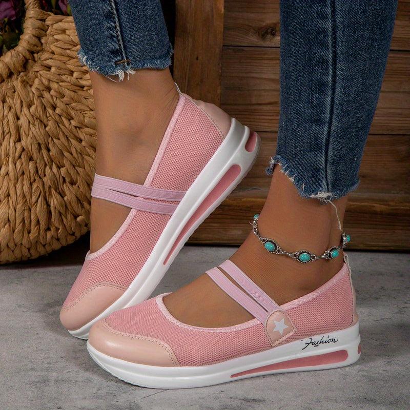 Women's Platform Sports Shoes Knit Round Toe Anti skid Casual Walking Sneakers