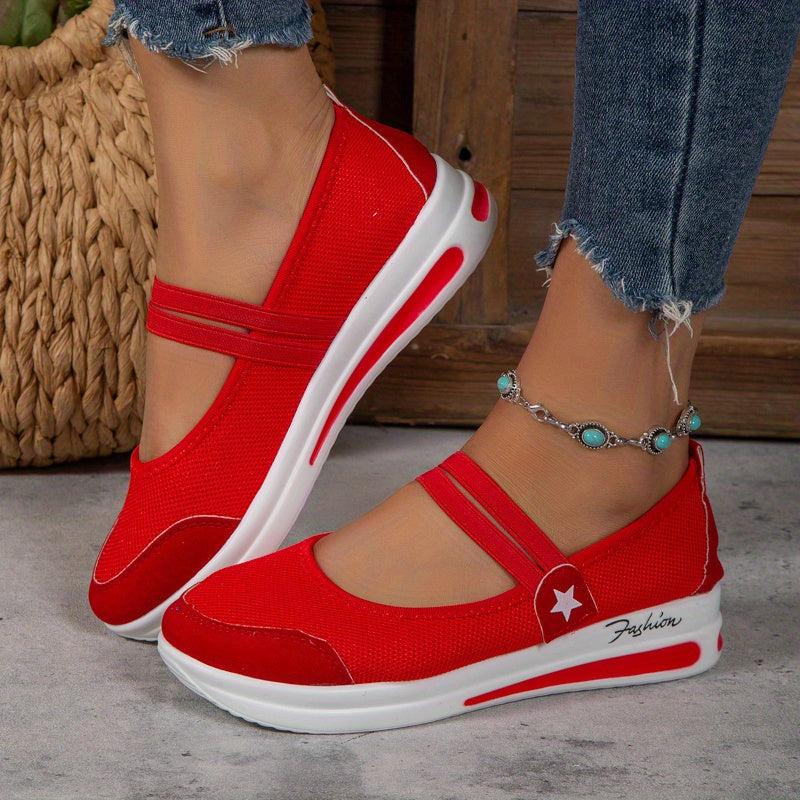 Women's Platform Sports Shoes Knit Round Toe Anti skid Casual Walking Sneakers