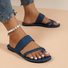 Women's Flat Slide Sandals Lightweight Open Toe Slip On Shoes