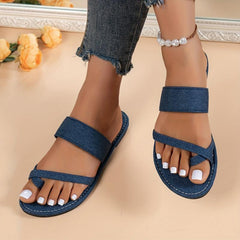 Women's Flat Slide Sandals Lightweight Open Toe Slip On Shoes