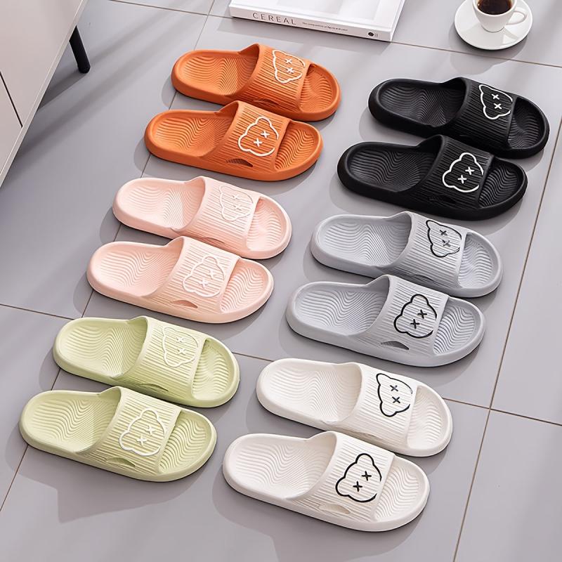 Women's Cartoon House Slippers Open Toe Soft Sole Anti slip Home Slides