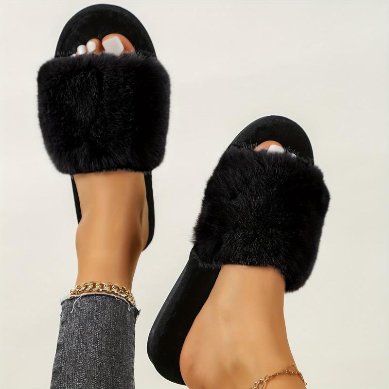 Women's Fuzzy Slippers Plush Indoor Shoes