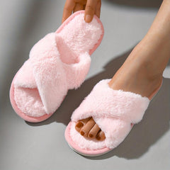 Women's Cross Strap Slippers Lightweight Open Toe Slip On Shoes