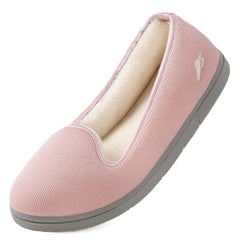 Women's Plush Lined Flat Slippers Comfy Closed Toe Memory Foam Indoor Shoes