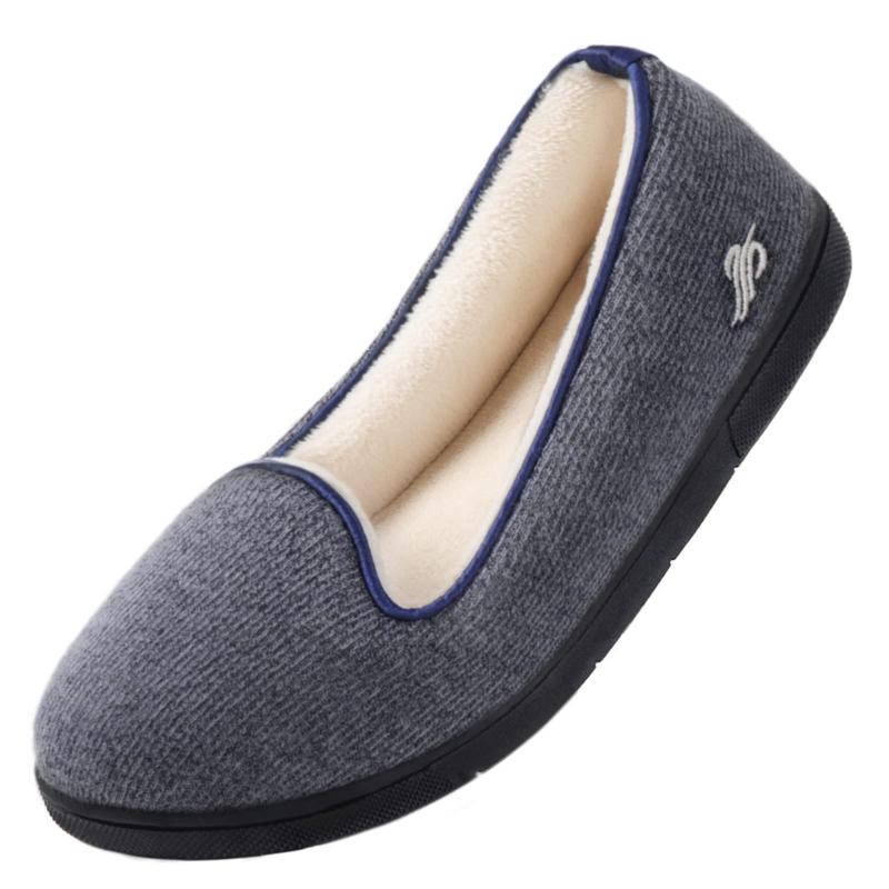 Women's Plush Lined Flat Slippers Comfy Closed Toe Memory Foam Indoor Shoes