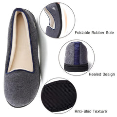 Women's Plush Lined Flat Slippers Comfy Closed Toe Memory Foam Indoor Shoes