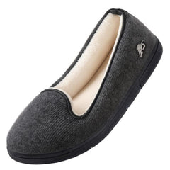 Women's Plush Lined Flat Slippers Comfy Closed Toe Memory Foam Indoor Shoes