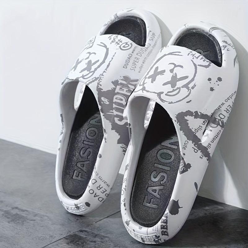 Women's Bear & Letter Printed Slides - Non Slip PVC Shoes