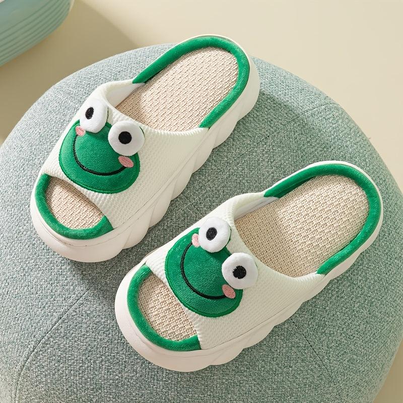 Frog House Slippers Women's Cartoon Platform Open Toe Soft Sole Indoor Slides