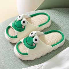 Frog House Slippers Women's Cartoon Platform Open Toe Soft Sole Indoor Slides