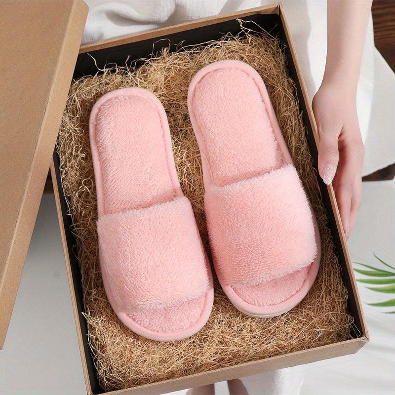 Women's Solid Slippers Comfortable Round Open Toe Slip On Shoes
