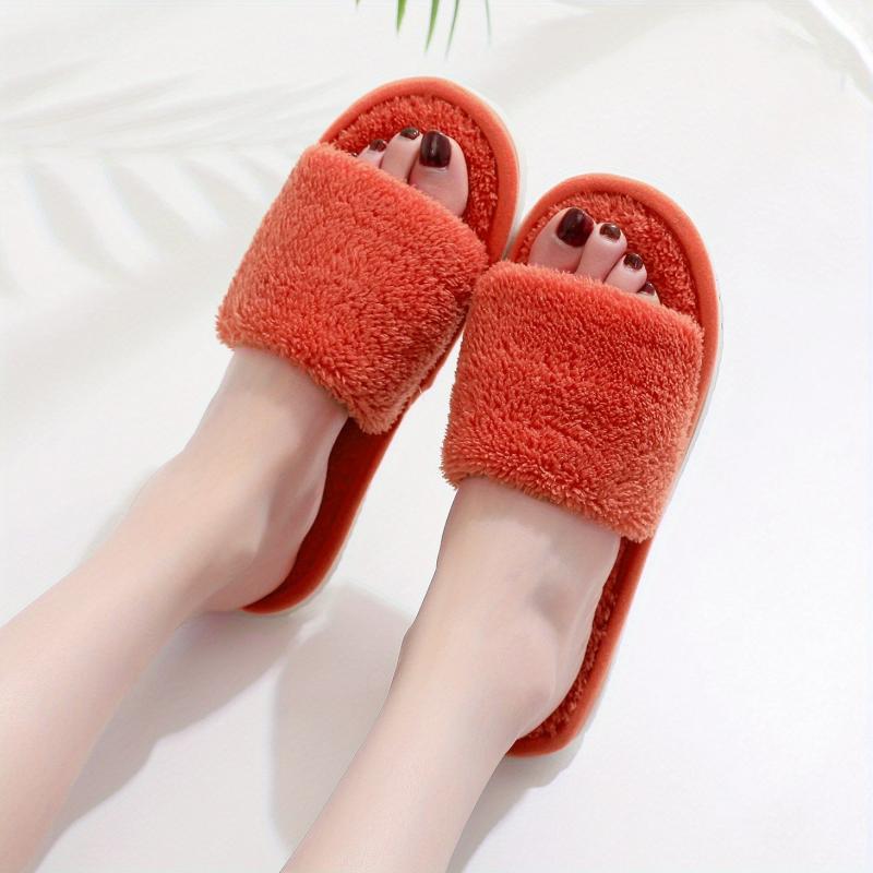 Women's Solid Slippers Comfortable Round Open Toe Slip On Shoes