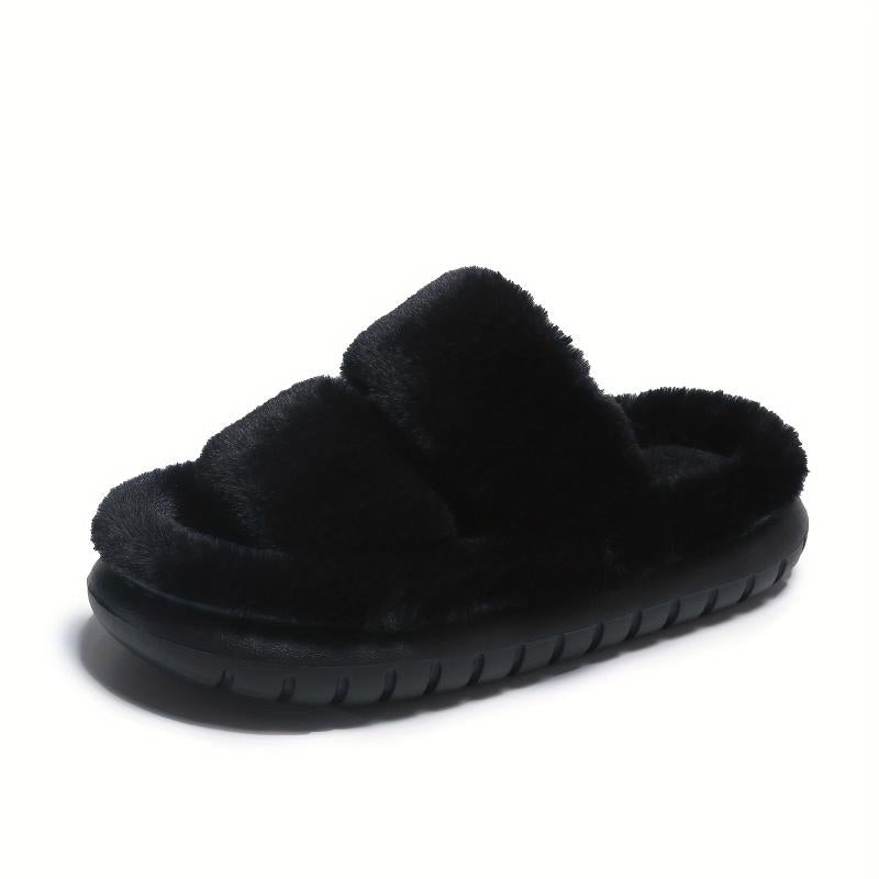 Women's Fuzzy Plush House Slippers Comfy Open Toe Bedroom Fluffy Shoes