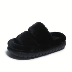 Women's Fuzzy Plush House Slippers Comfy Open Toe Bedroom Fluffy Shoes