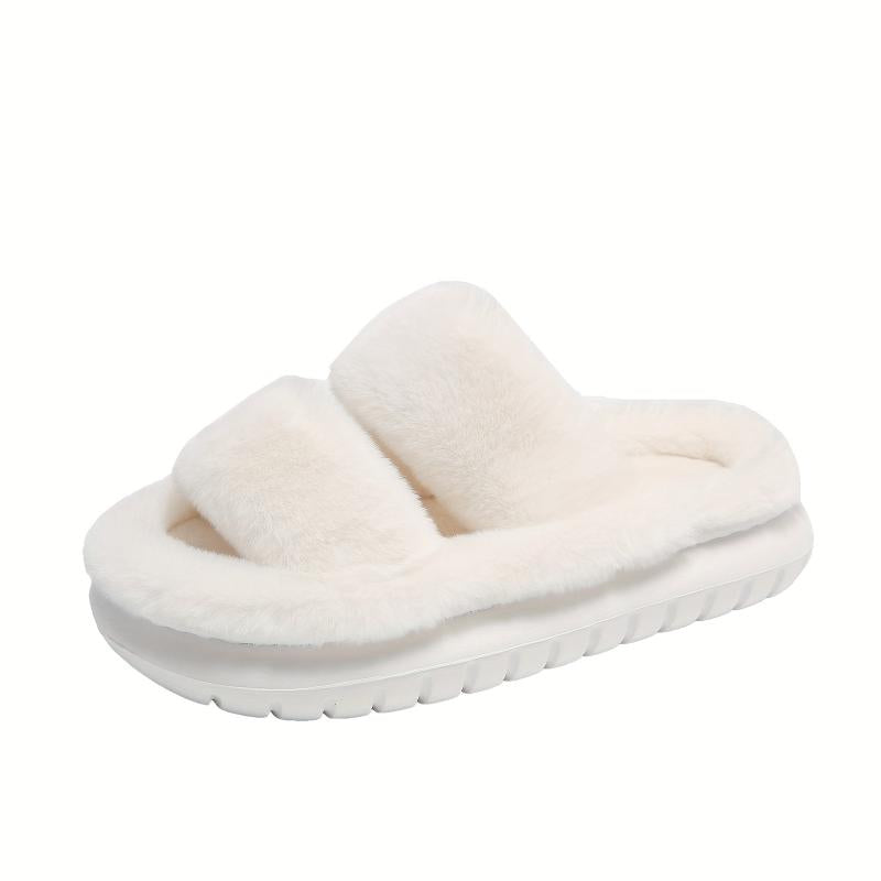 Women's Fuzzy Plush House Slippers Comfy Open Toe Bedroom Fluffy Shoes