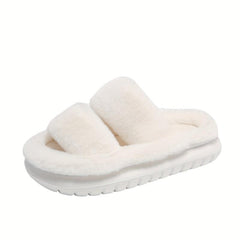 Women's Fuzzy Plush House Slippers Comfy Open Toe Bedroom Fluffy Shoes