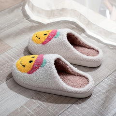 Women's Smile Face Pattern Slippers Plush Lined Warm & Comfy Indoor Shoes