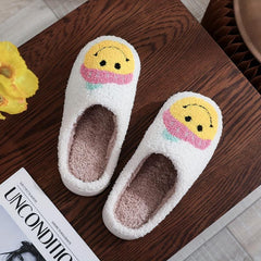 Women's Smile Face Pattern Slippers Plush Lined Warm & Comfy Indoor Shoes