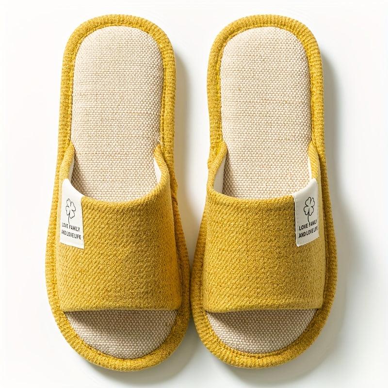Women's Linen Slippers Soft Sole Slip On Shoes Comfortable Bedroom Shoes