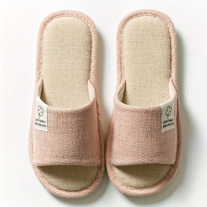 Women's Linen Slippers Soft Sole Slip On Shoes Comfortable Bedroom Shoes