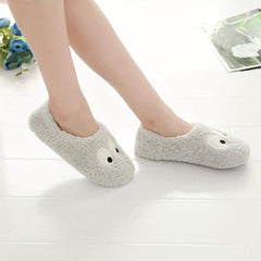 Women's Eyes Plush Slippers Warm Fuzzy Flat Indoor Bedroom Shoes