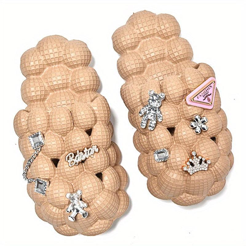Women's Bubble Clogs With Charms Massage Closed Toe Non Slip Shoes