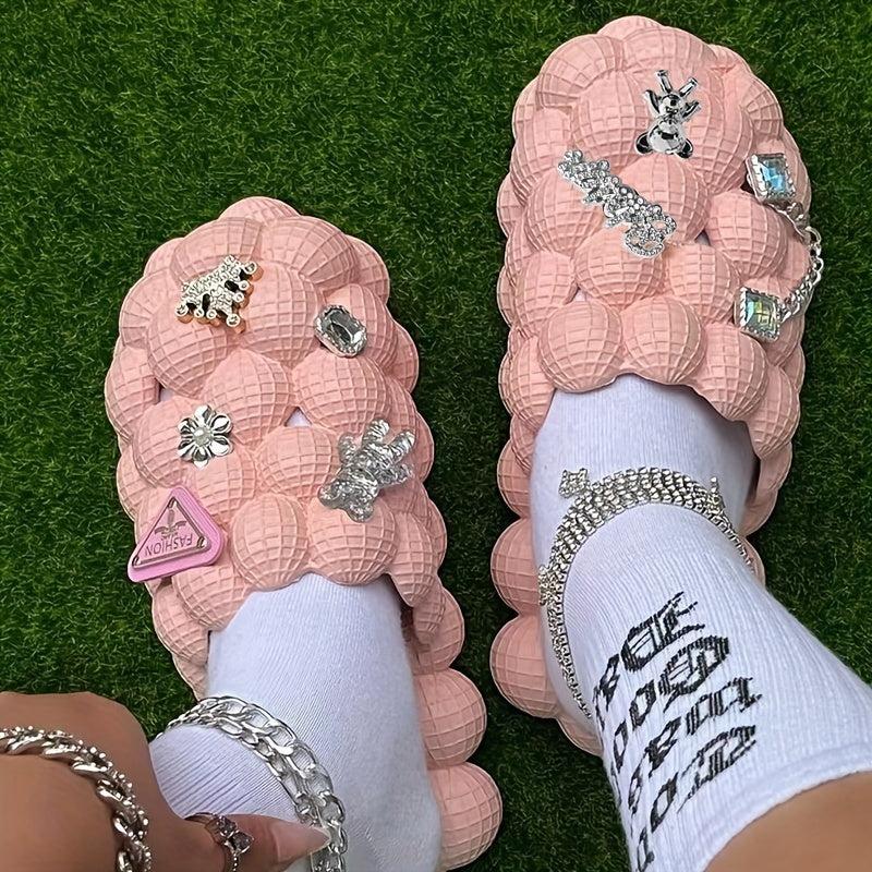 Women's Bubble Clogs With Charms Massage Closed Toe Non Slip Shoes
