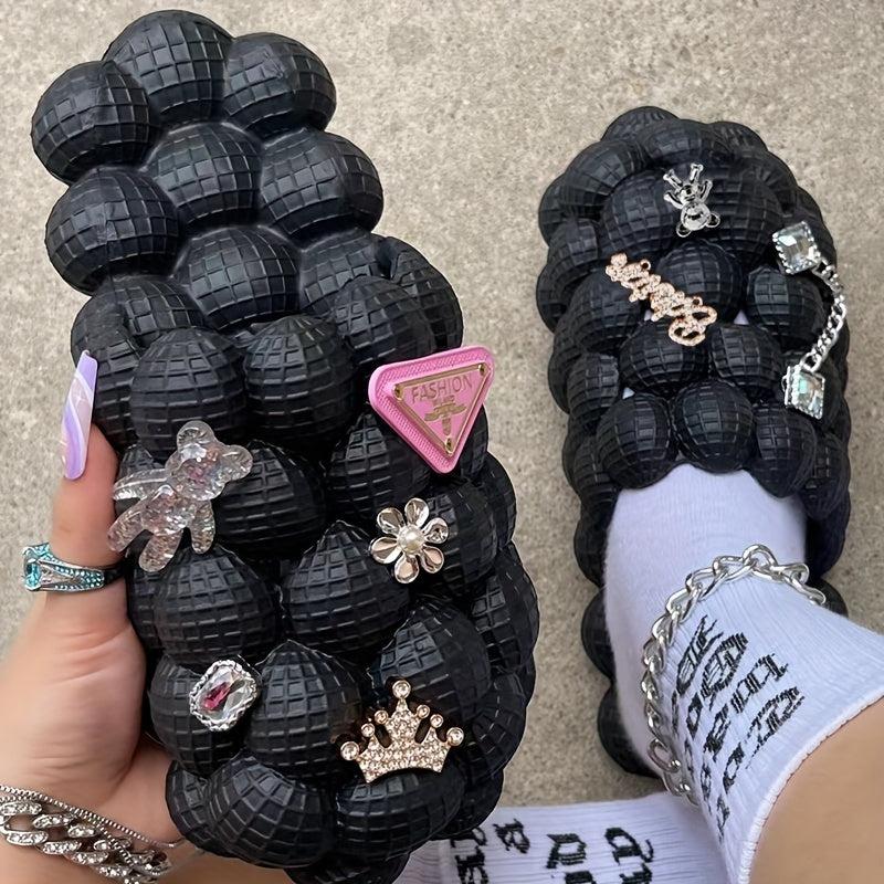 Women's Bubble Clogs With Charms Massage Closed Toe Non Slip Shoes