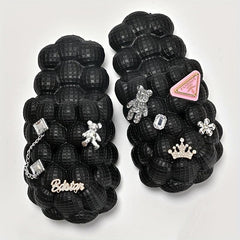 Women's Bubble Clogs With Charms Massage Closed Toe Non Slip Shoes
