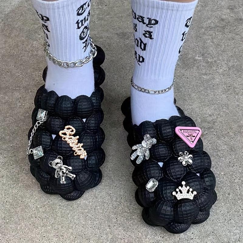 Women's Bubble Clogs With Charms Massage Closed Toe Non Slip Shoes