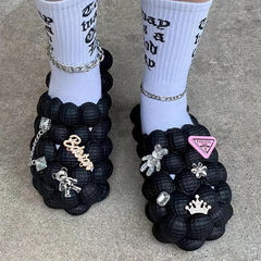 Women's Bubble Clogs With Charms Massage Closed Toe Non Slip Shoes