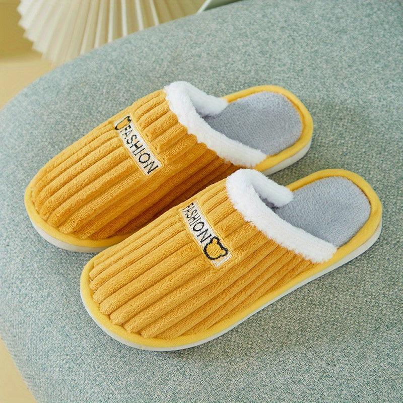 Plush Lined Slippers Cozy & Warm Slip On Closed Toe Flat Shoes