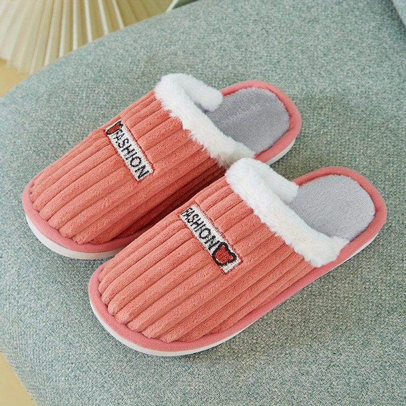 Plush Lined Slippers Cozy & Warm Slip On Closed Toe Flat Shoes