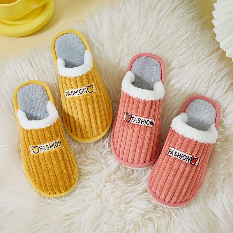 Plush Lined Slippers Cozy & Warm Slip On Closed Toe Flat Shoes