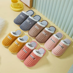 Plush Lined Slippers Cozy & Warm Slip On Closed Toe Flat Shoes