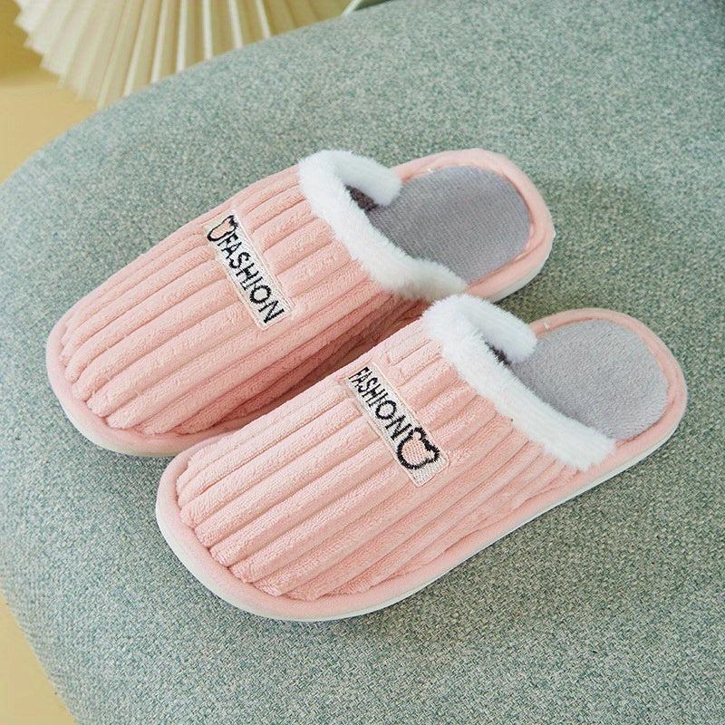Plush Lined Slippers Cozy & Warm Slip On Closed Toe Flat Shoes