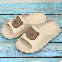 Women's Bear Decor Slides Summer Shower Shoes
