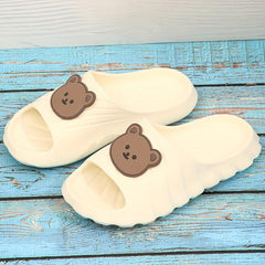 Women's Bear Decor Slides Summer Shower Shoes