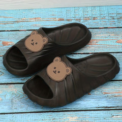 Women's Bear Decor Slides Summer Shower Shoes