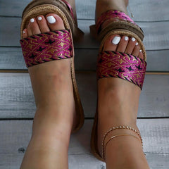 Colorful Knit Slides Open Toe Soft Beach Shoes
