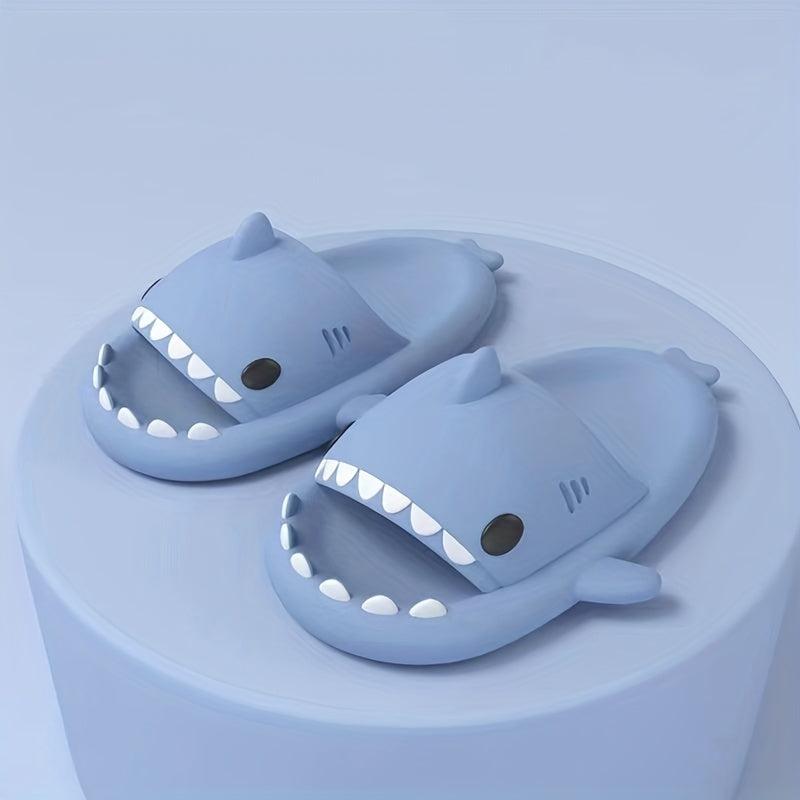 Funny Cartoon Shark Slippers Open Toe Solid Quick Drying Slide Sandals