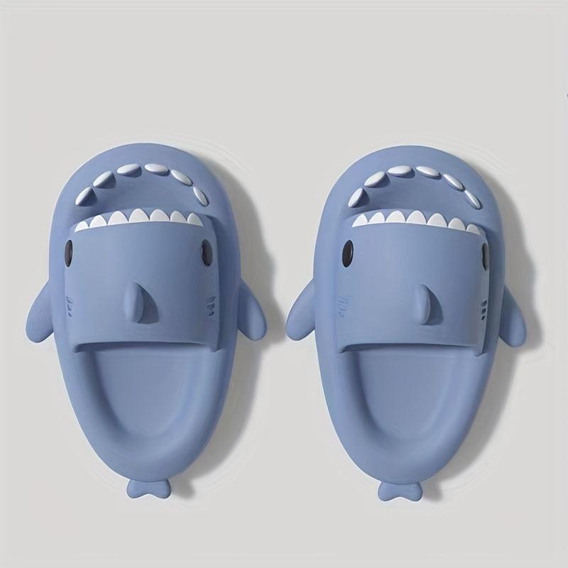 Funny Cartoon Shark Slippers Open Toe Solid Quick Drying Slide Sandals