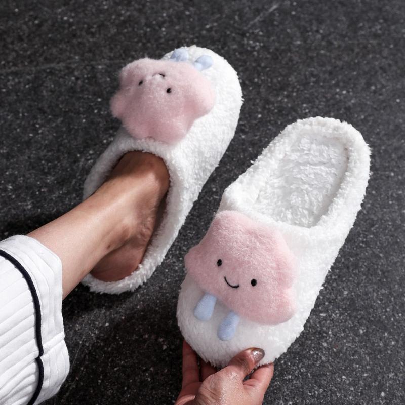 Cloud Plush Slippers, Cartoon Indoor Shoes