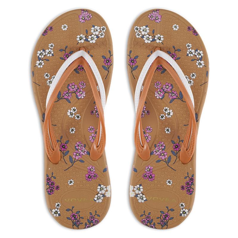 Women's Floral Print Flat Flip Flops Non slip Indoor Shower Slides