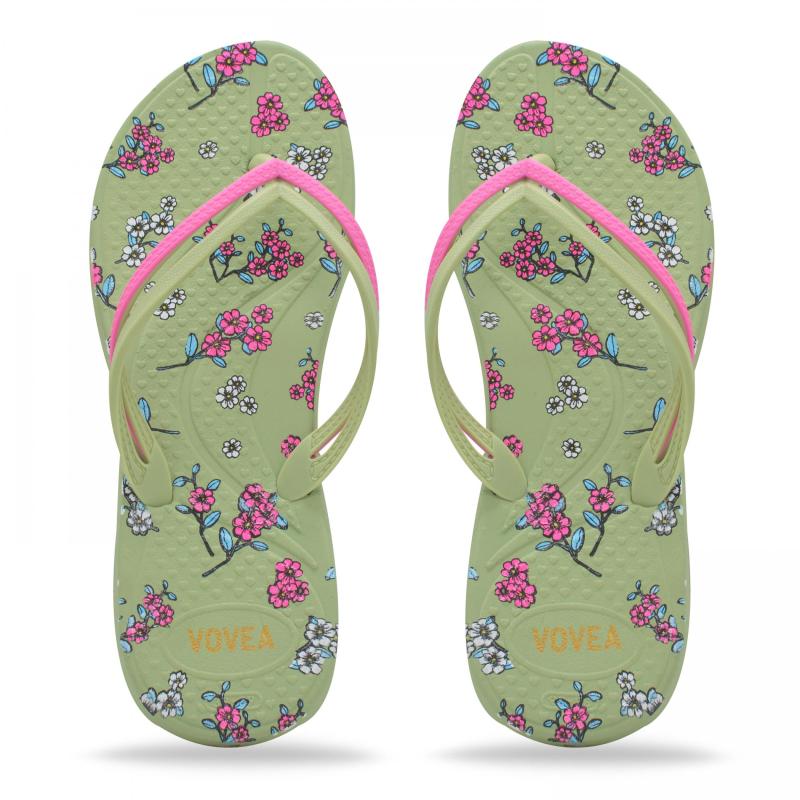 Women's Floral Print Flat Flip Flops Non slip Indoor Shower Slides