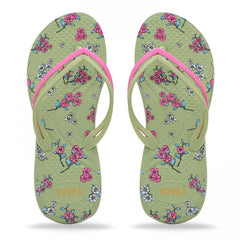 Women's Floral Print Flat Flip Flops Non slip Indoor Shower Slides