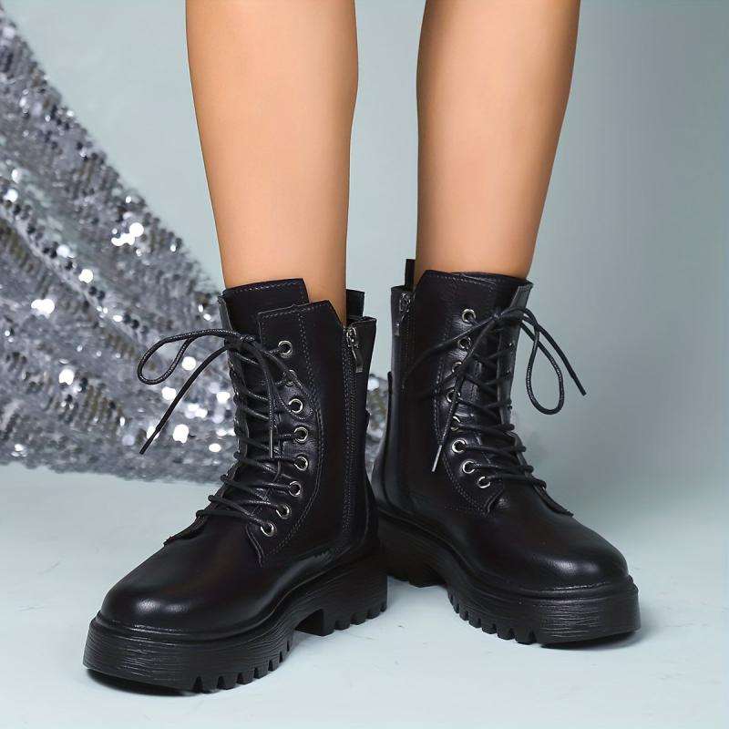 Women's Platform Ankle Boots Lace Up Combat Boots