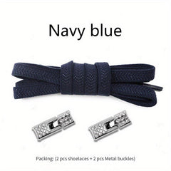 Flat Elastic Shoelaces & Metal Buckles for Sneakers Shoes
