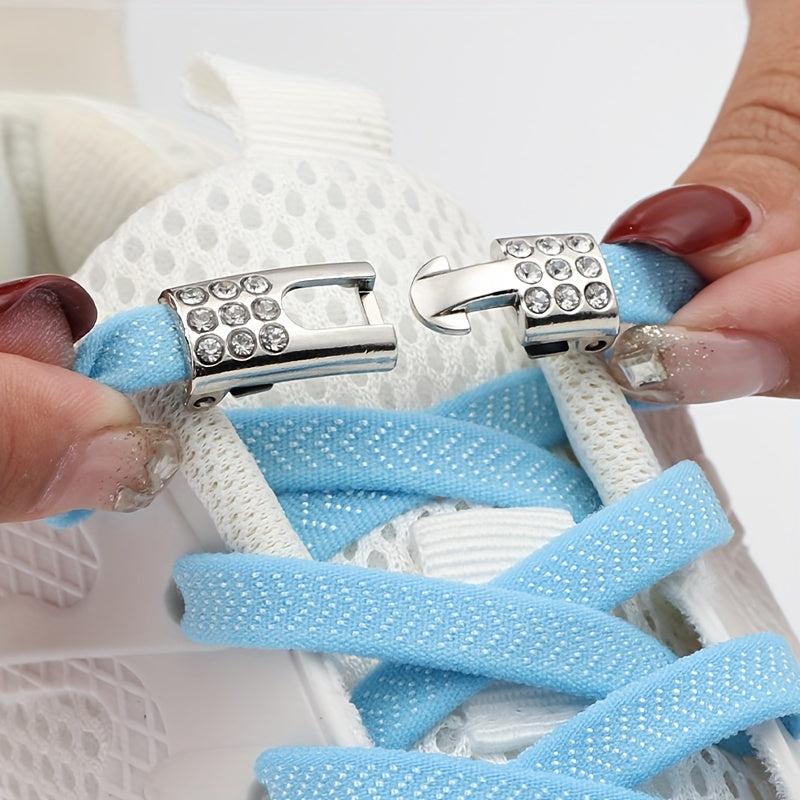Flat Elastic Shoelaces & Metal Buckles for Sneakers Shoes